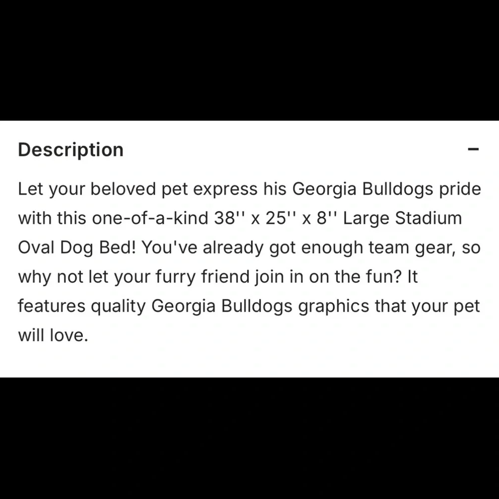 Georgia Bulldogs Large Stadium Dog Bed NIB.